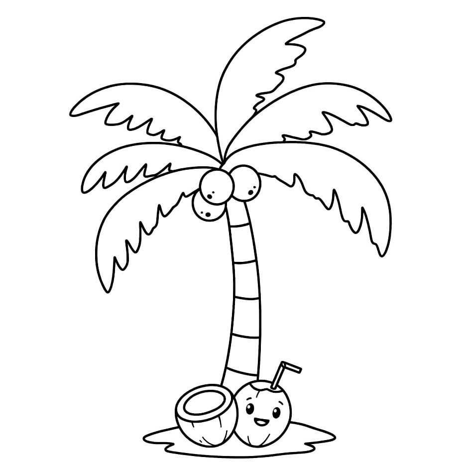 Palma e cocco da colorare