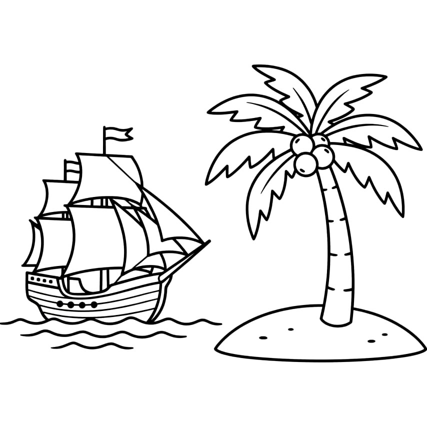 Palma e nave da colorare