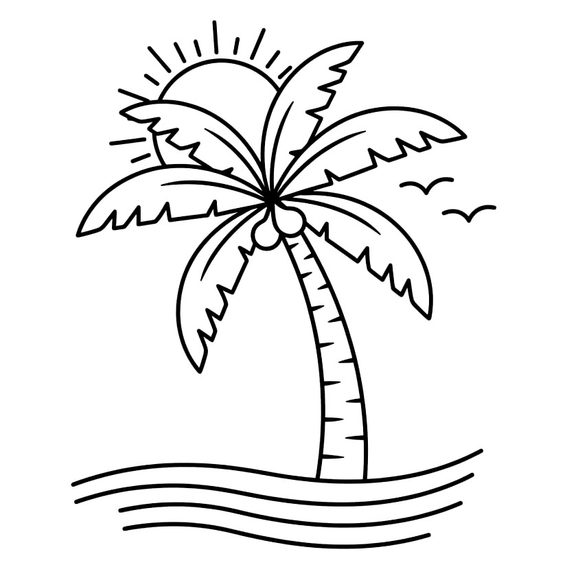 Palma e sole da colorare