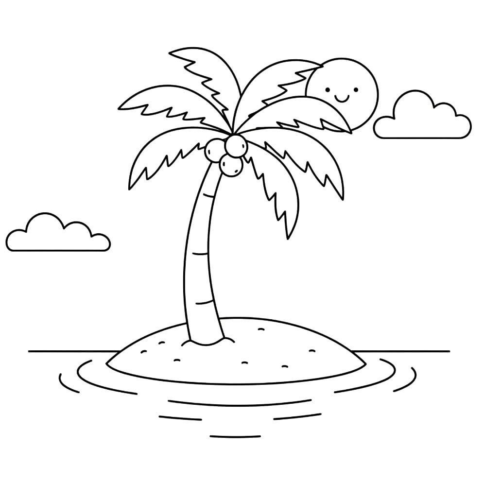 Palma su una piccola isola da colorare