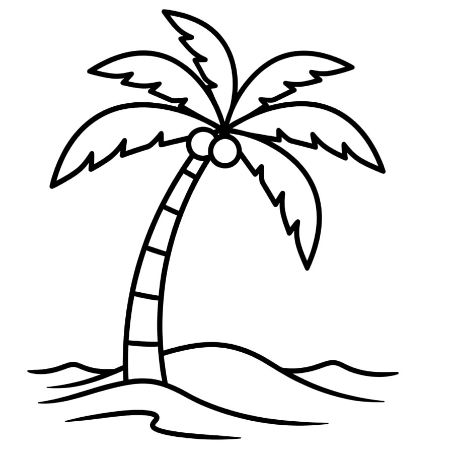 Palma sulla sabbia semplice da colorare