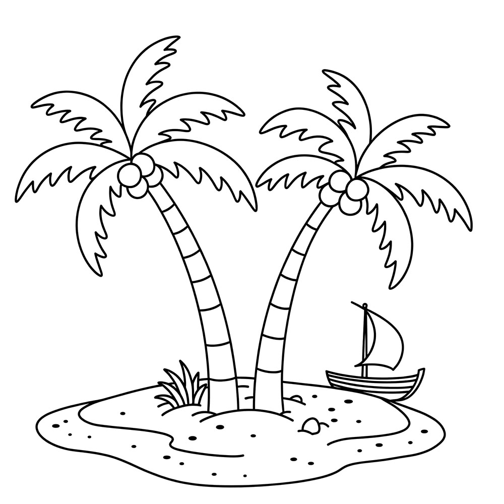 Palme e barca da colorare
