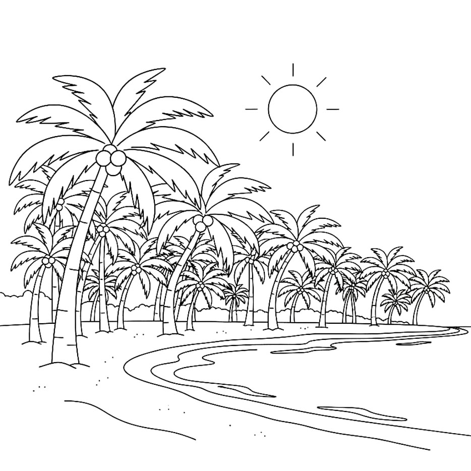 Palme sulla spiaggia da colorare