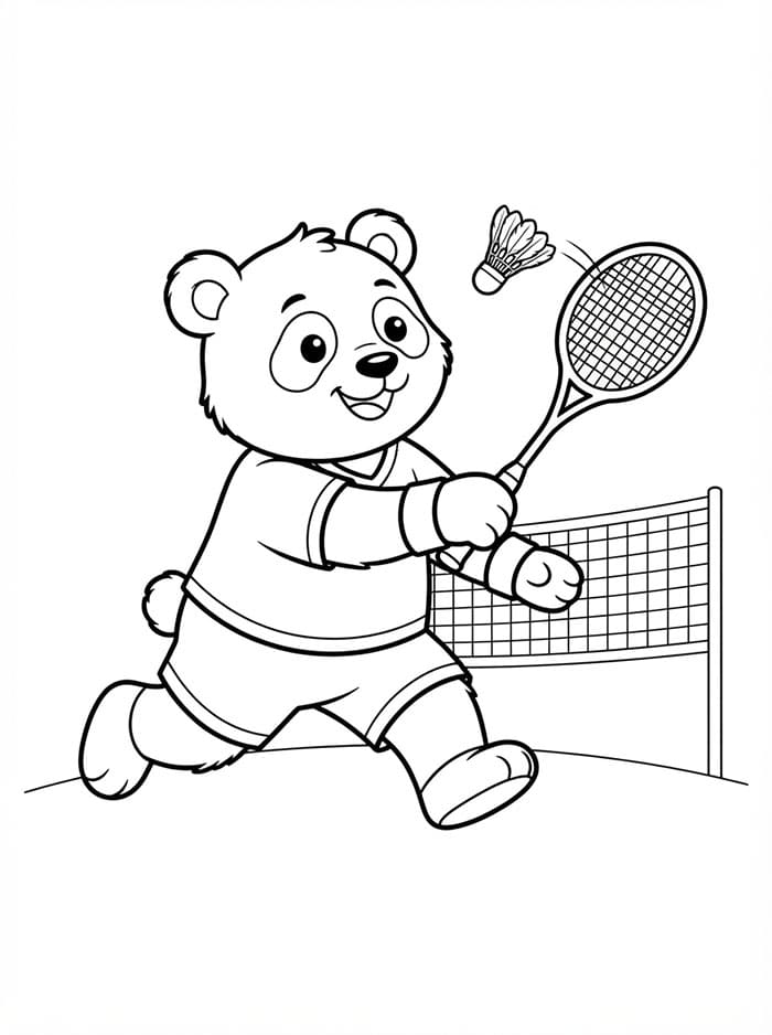 Panda che gioca a badminton da colorare