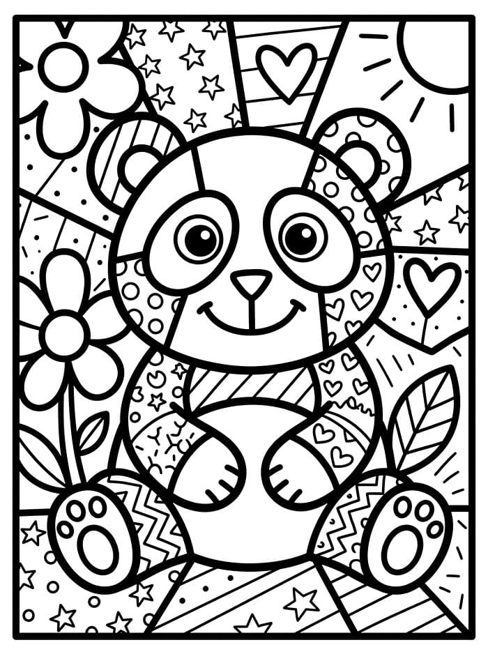 Panda nello stile di Romero Britto da colorare