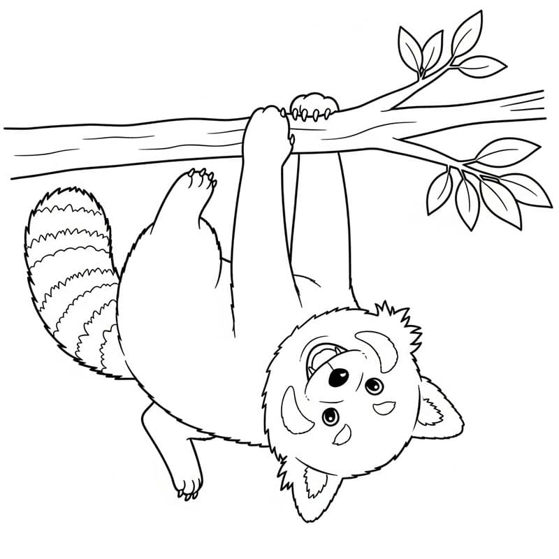 Panda rosso appeso da colorare