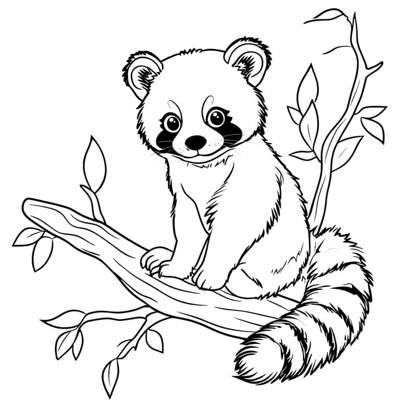 Panda rosso sull'albero da colorare