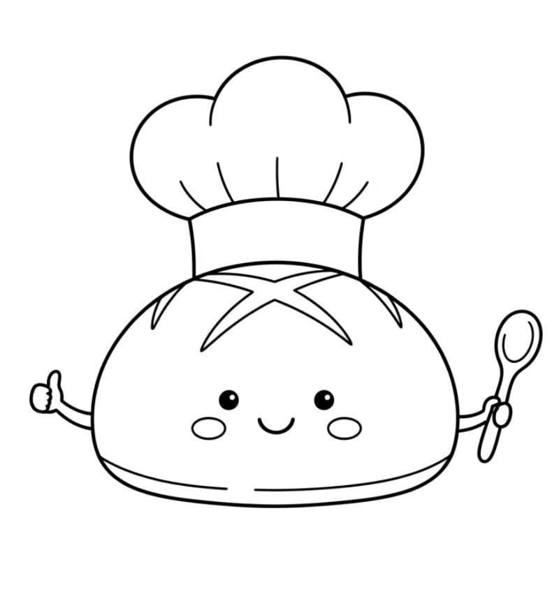 Pane con un cappello da chef da colorare