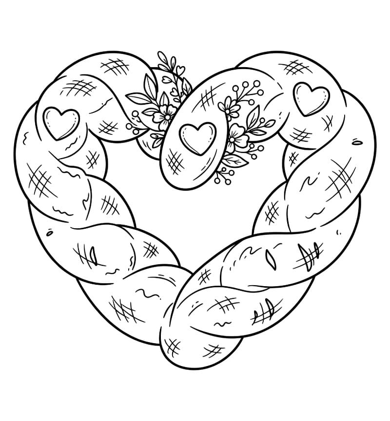 Pane di San Valentino da colorare