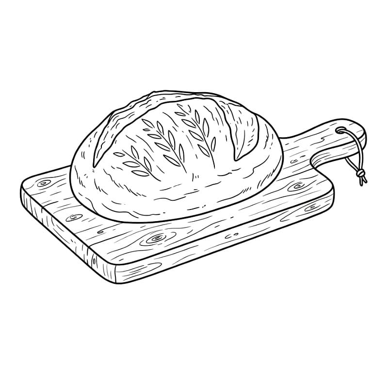 Pane su un tagliere di legno da colorare
