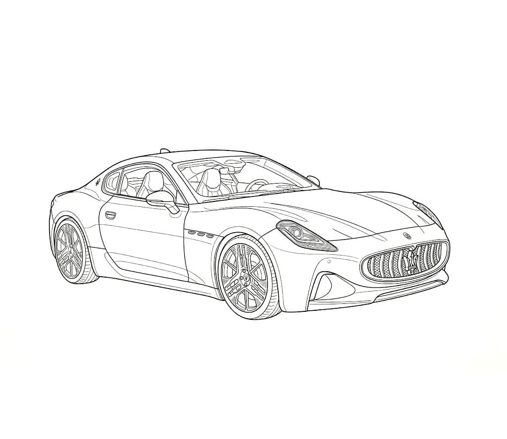 Panoramica sulla Maserati GranTurismo da colorare