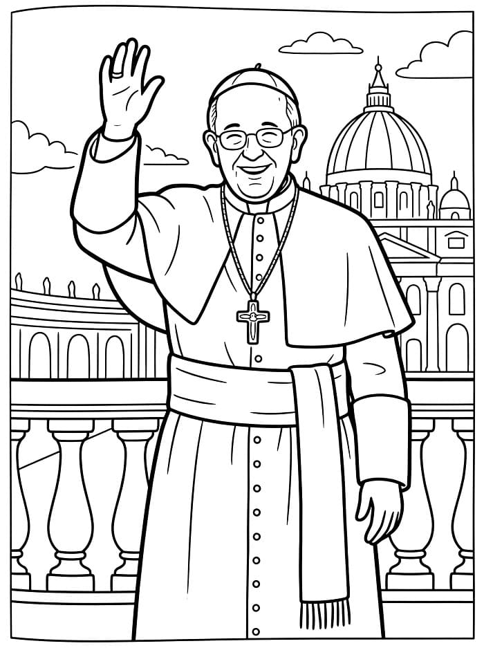 Papa Francesco che saluta da colorare