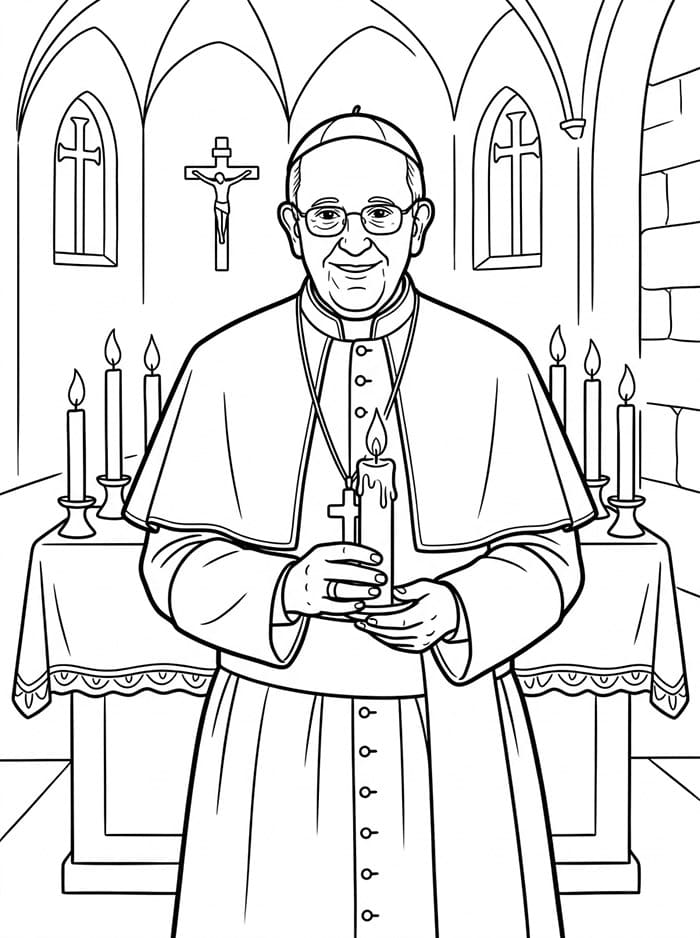 Papa Francesco con candele da colorare