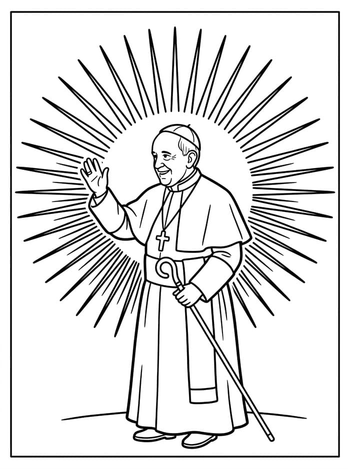 Papa Francesco con i raggi del sole da colorare