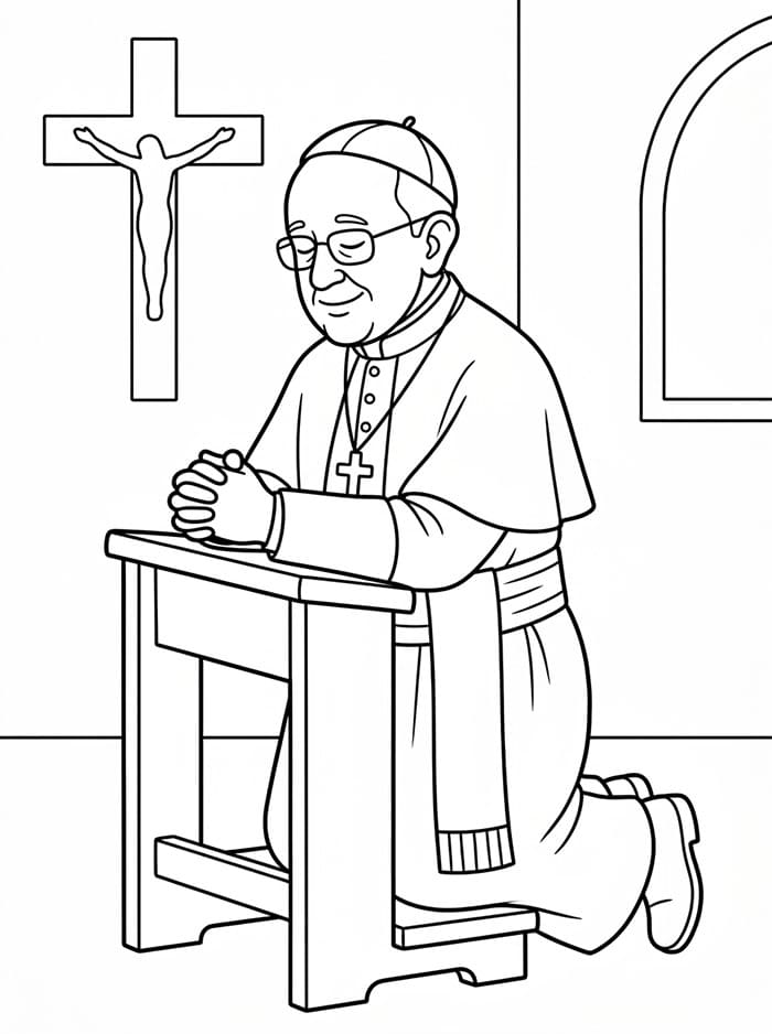 Papa Francesco con la croce da colorare