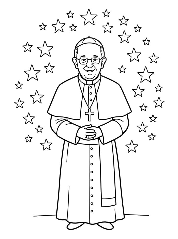 Papa Francesco con le stelle da colorare
