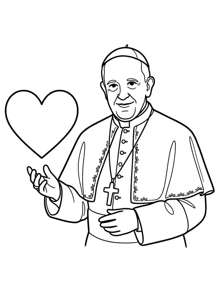 Papa Francesco con un cuore da colorare