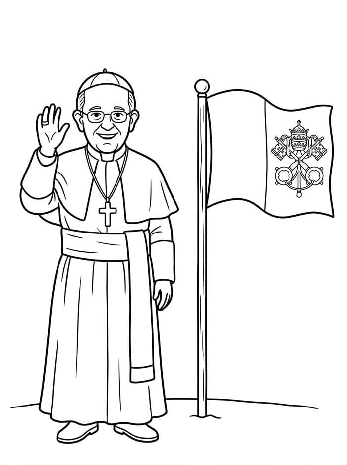 Papa Francesco e la bandiera vaticana da colorare