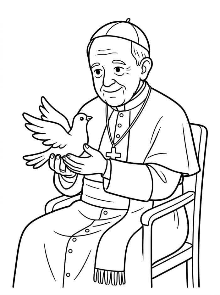Papa Francesco e una colomba da colorare