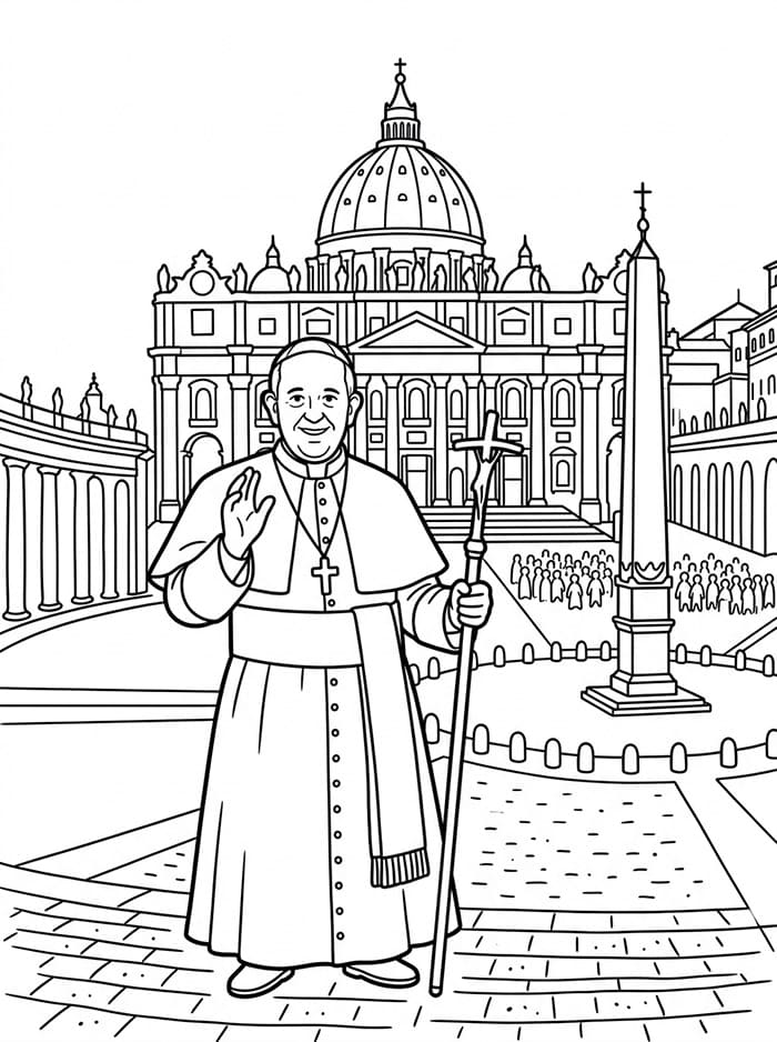 Papa Francesco in Vaticano da colorare