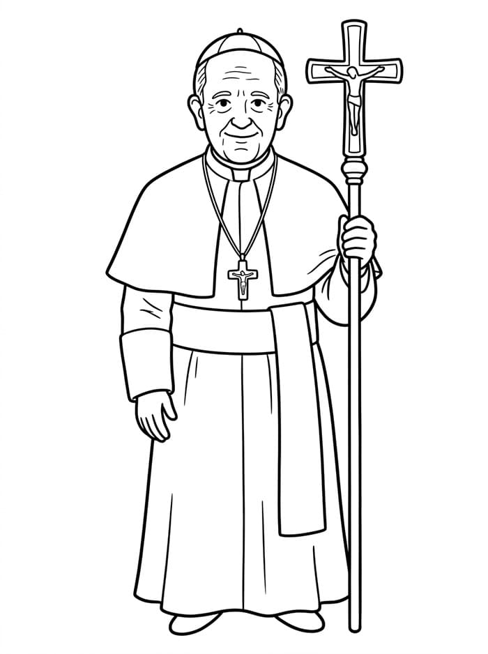 Papa Francesco tiene la croce da colorare