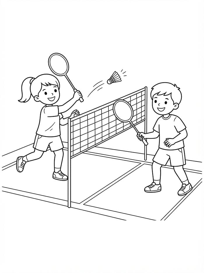 Partita amichevole di badminton da colorare
