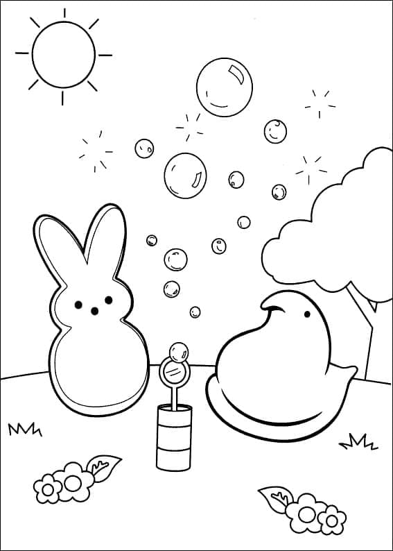 Peeps con coniglietto e pulcino gratis da colorare
