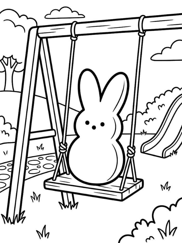 Peeps gioca sull'altalena da colorare