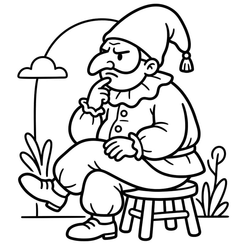 Pensiero di Pulcinella da colorare