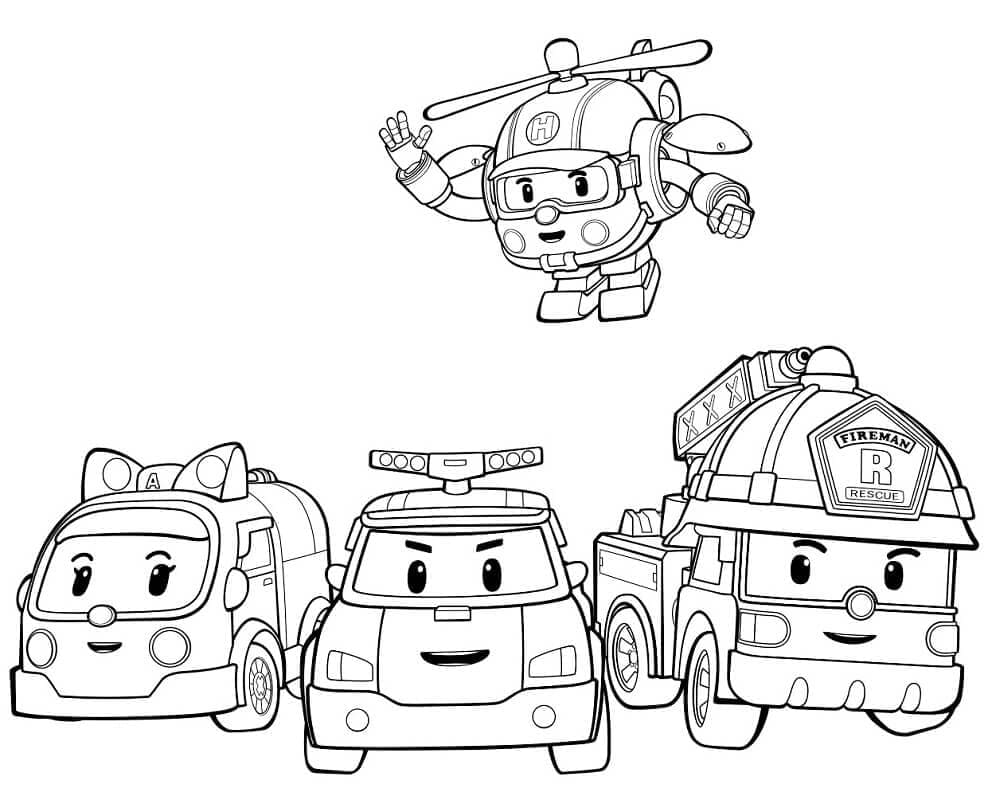Personaggi Robocar Poli da colorare