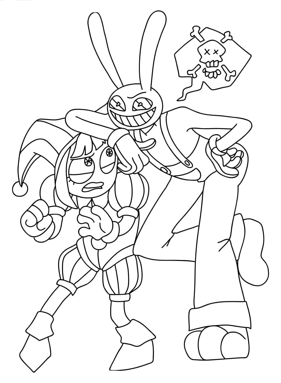 Personaggi dei cartoni animati di Pomni da colorare