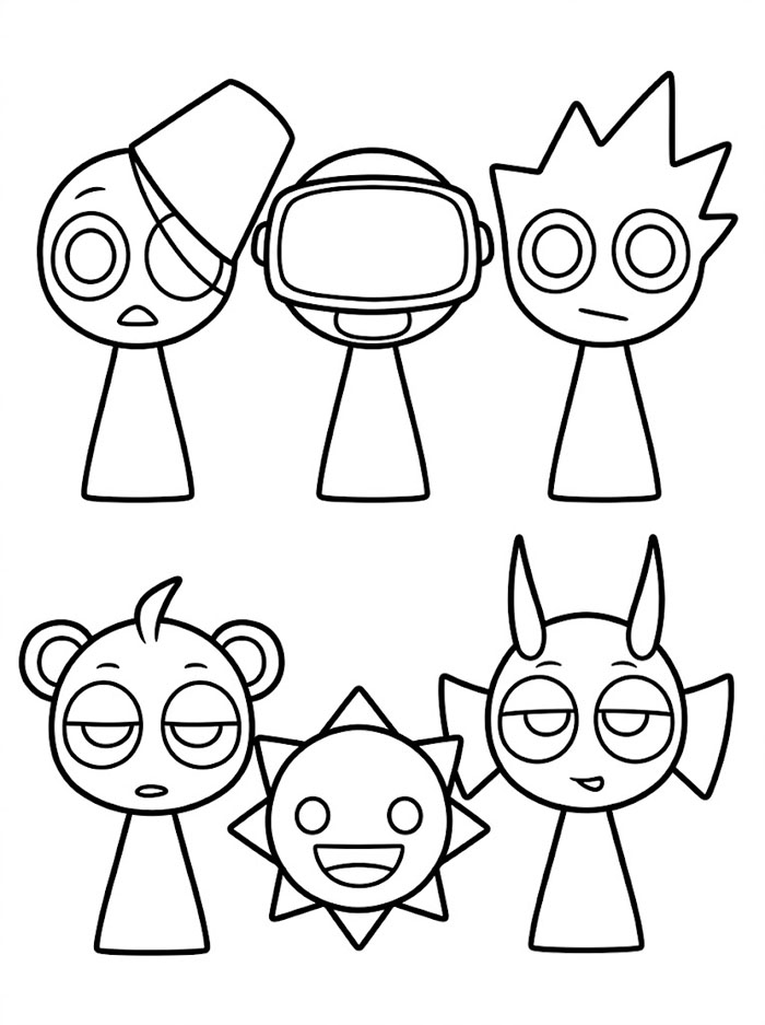Personaggi di Sprunki di Incredibox da colorare