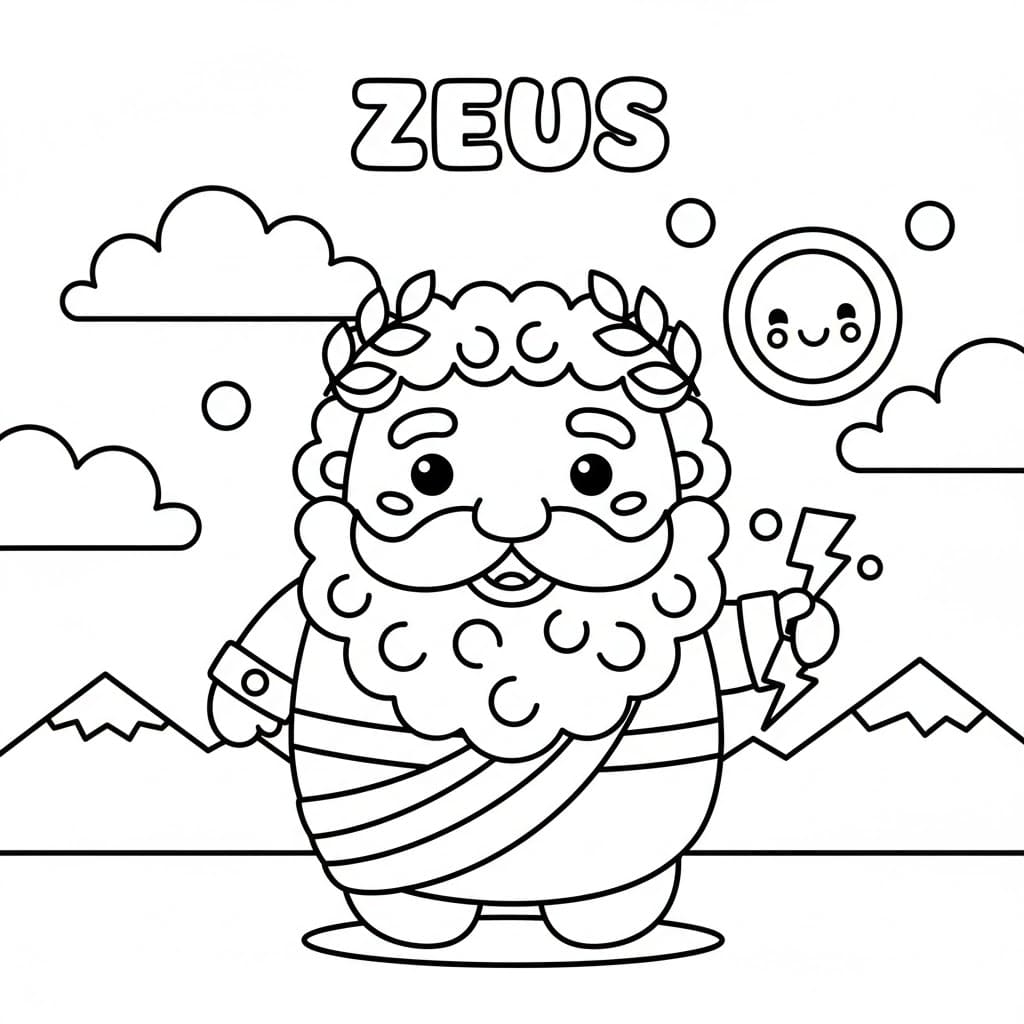 Personaggio Zeus di forma rotonda da colorare