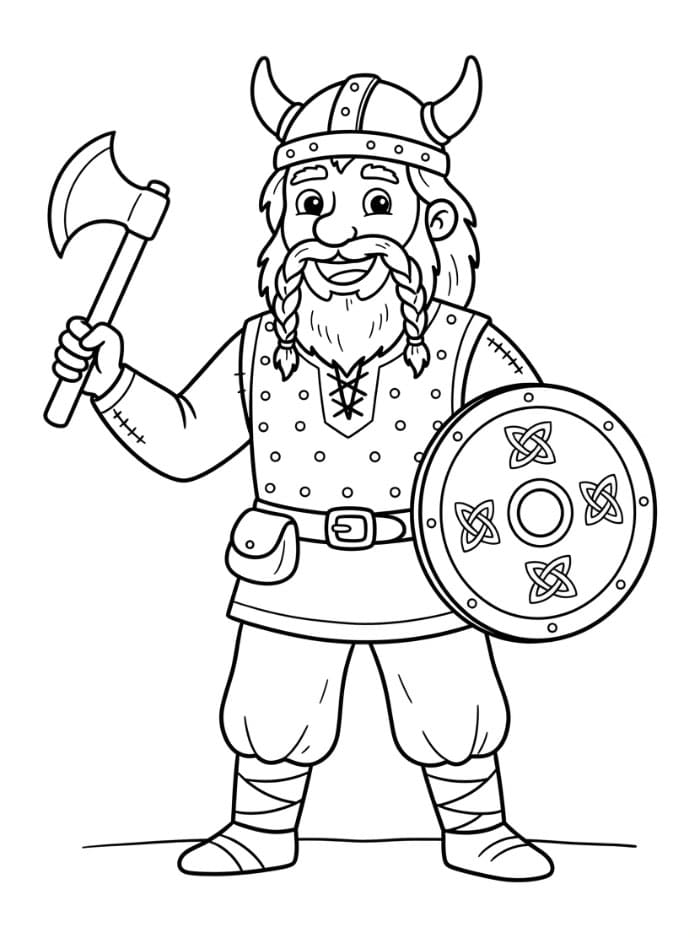 Personaggio vichingo in stile cartoon da colorare