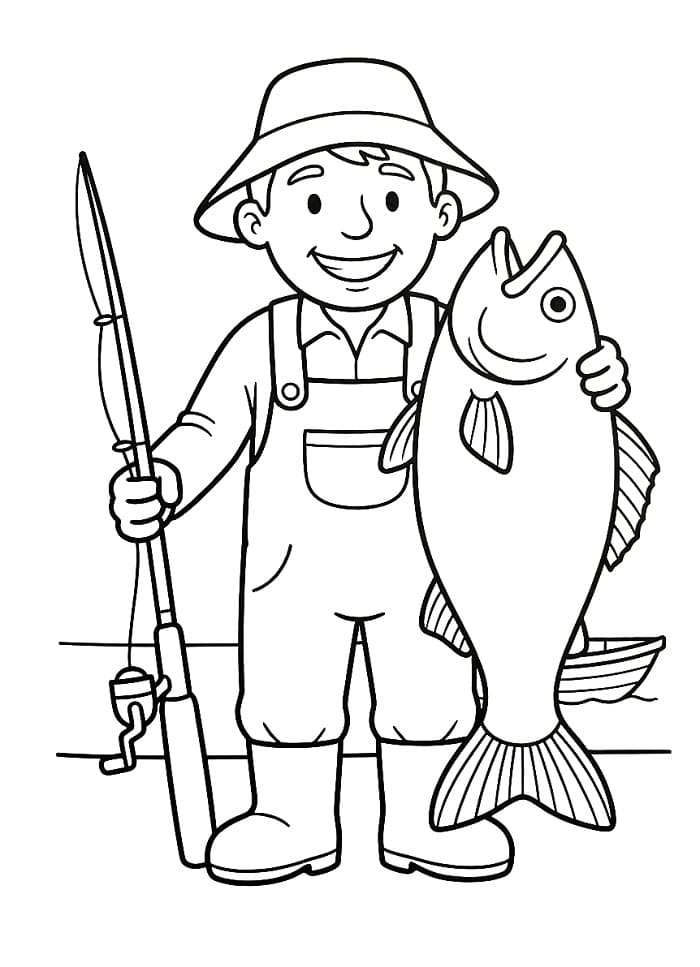 Pesca di un pesce gigante da colorare