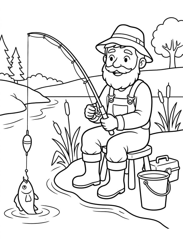 Pesca felice da colorare
