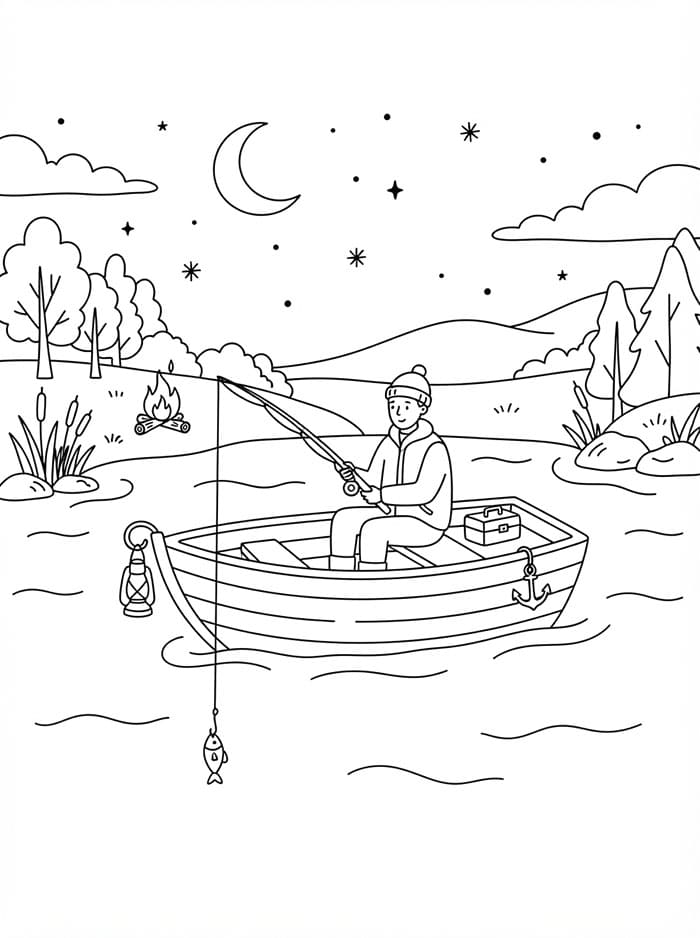 Pesca notturna da colorare