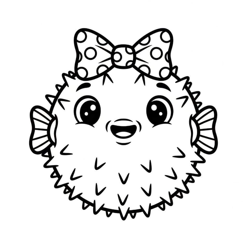 Pesce palla che indossa un papillon da colorare