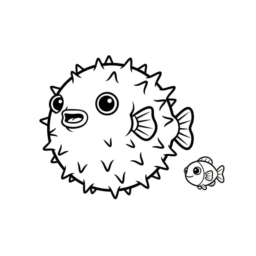Pesce palla con amici pesci da colorare