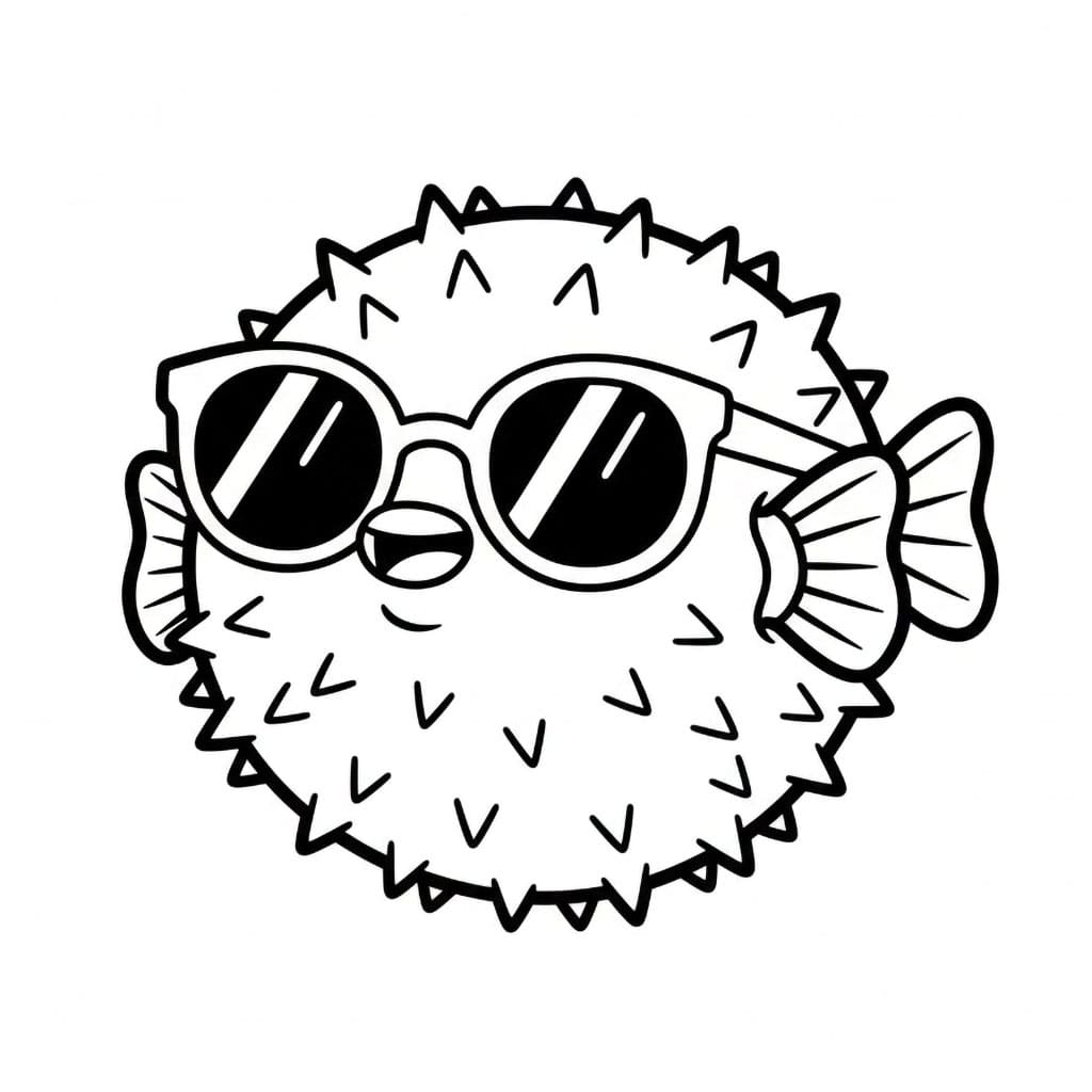 Pesce palla con gli occhiali da colorare