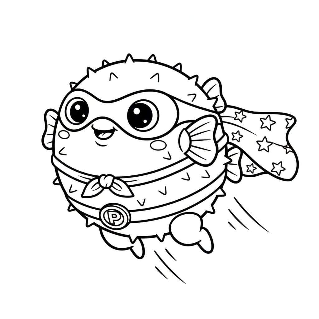 Pesce palla supereroe da colorare