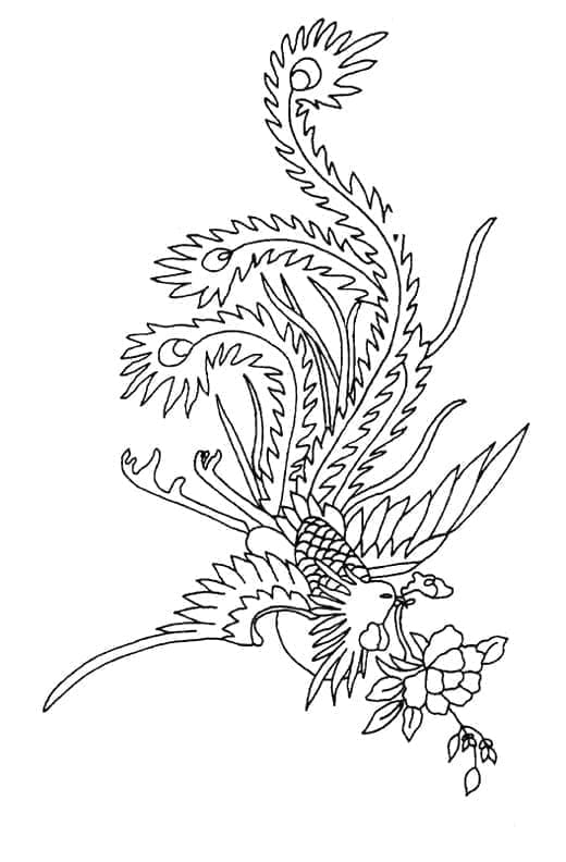 Phoenix and Flower da colorare