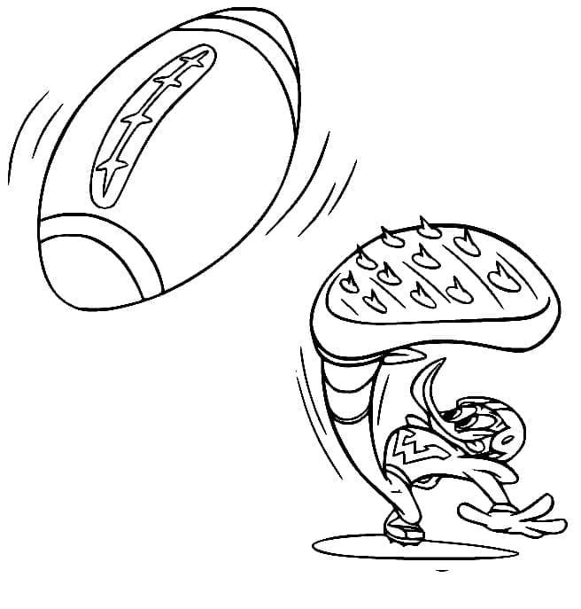 Picchiarello che gioca a rugby da colorare