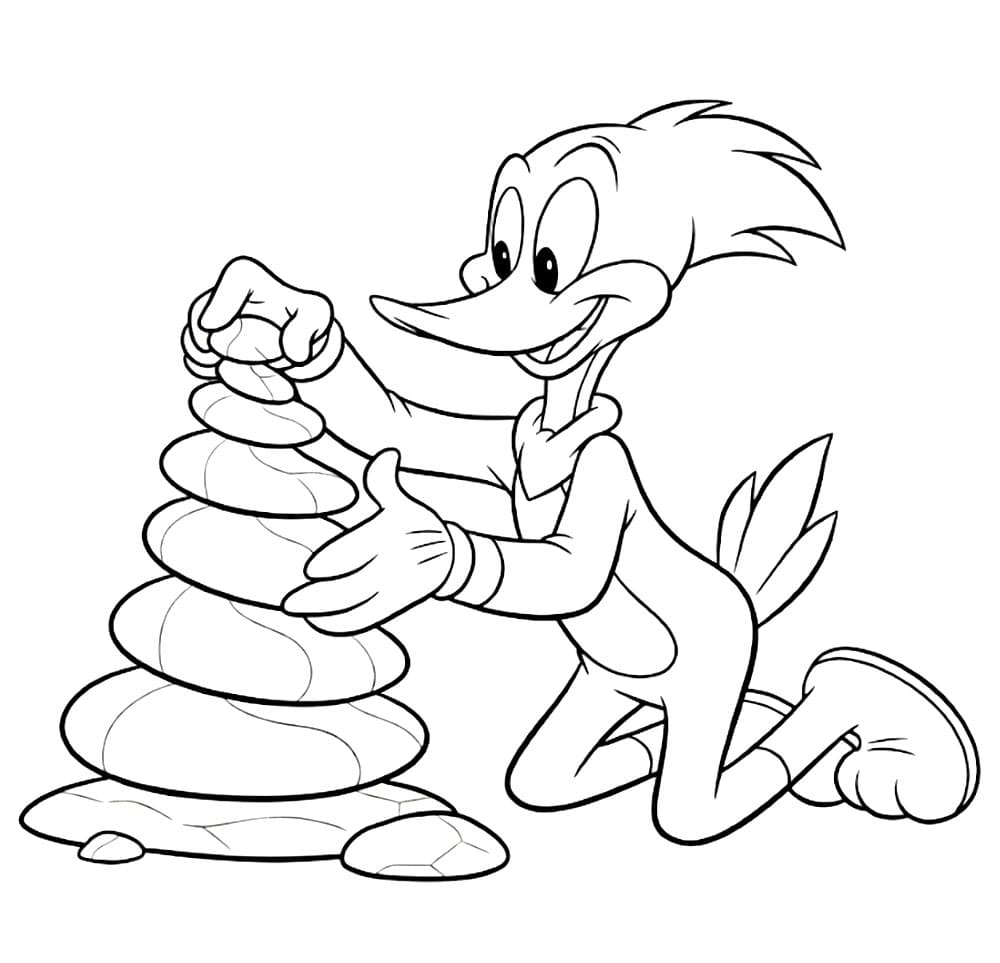 Picchiarello che impila pietre da colorare