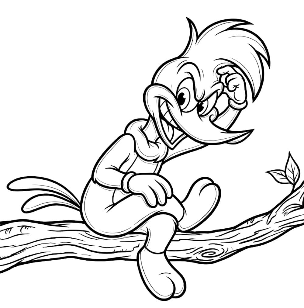 Picchiarello su un albero da colorare