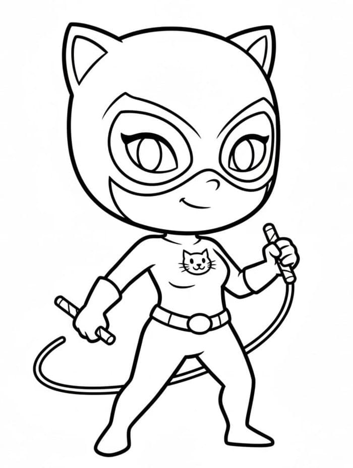 Piccola Catwoman da colorare