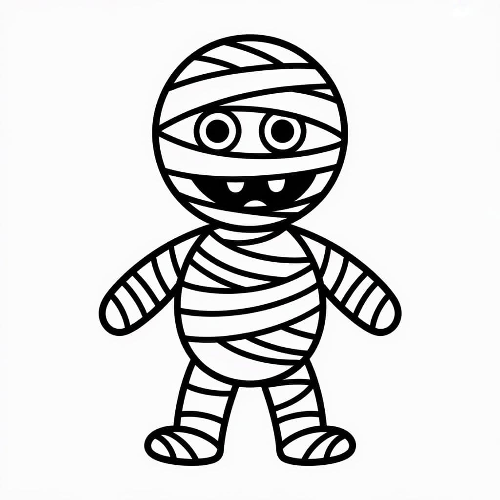 Piccola Mummia Felice da colorare