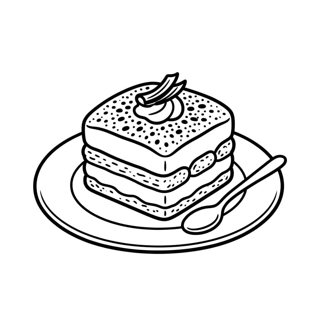 Piccolo Tiramisù sul Piatto da colorare