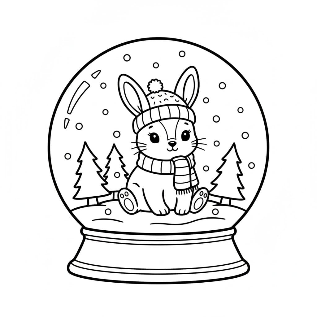 Piccolo globo di neve a forma di coniglietto da colorare