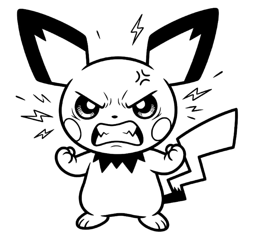 Pichu arrabbiato da colorare